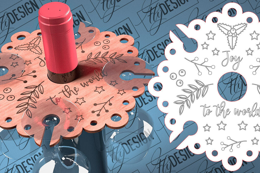 Σετ των 2 Intra απο ξύλο plywood  Χρώμα wenge 3mm-4mm πάχος - Christmas Wine Caddy Δίασταση 15x15 cm INTRAFABR-72293680