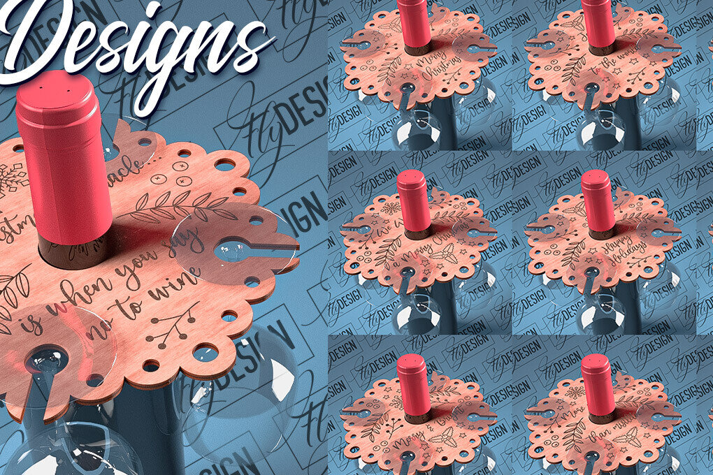 Σετ των 2 Intra απο ξύλο plywood  Χρώμα wenge 3mm-4mm πάχος - Christmas Wine Caddy Δίασταση 15x15 cm INTRAFABR-123221776