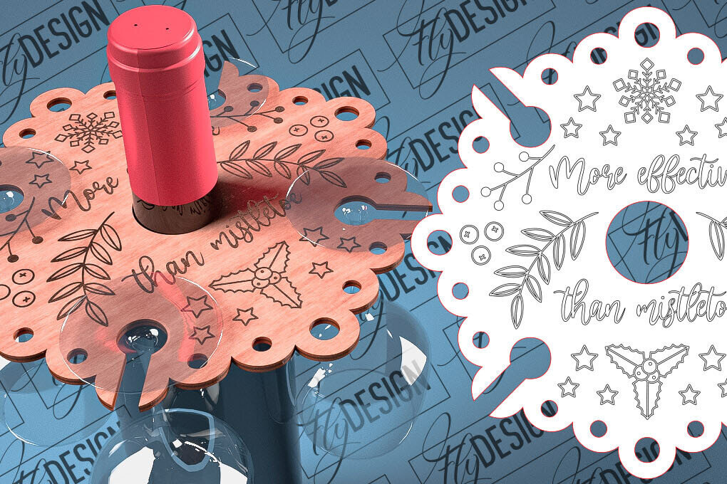 Σετ των 2 Intra απο ξύλο plywood  Χρώμα wenge 3mm-4mm πάχος - Christmas Wine Caddy Δίασταση 15x15 cm INTRAFABR-97359900