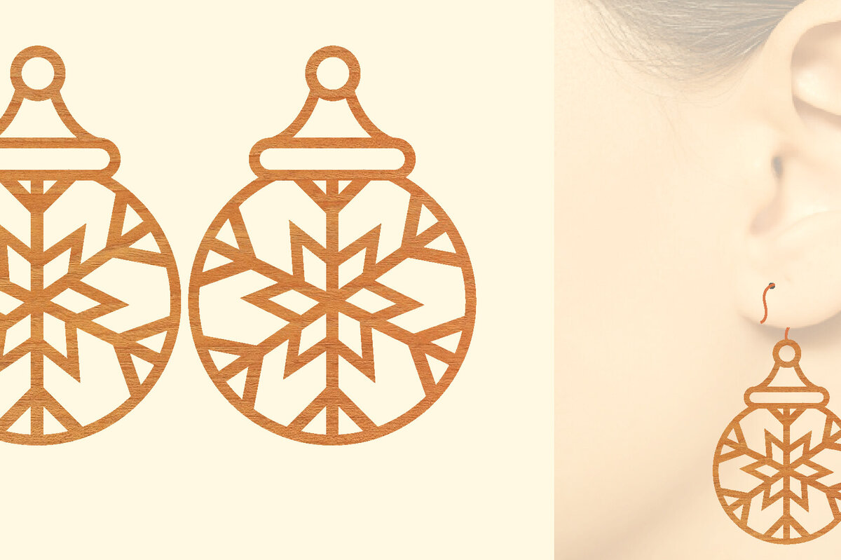 Σετ των 3 Intra απο ξύλο plywood  Χρώμα wenge 3mm-4mm πάχος - Χριστουγεννιάτικα Ξύλινα Σκουλαρίκια Δίασταση 3x3 cm INTRAFABR-116191877