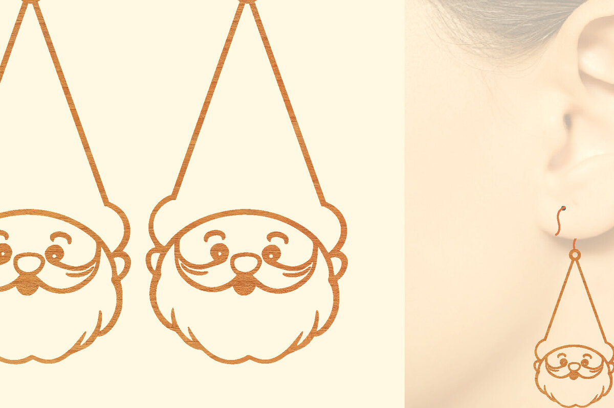 Σετ των 3 Intra απο ξύλο plywood  Χρώμα wenge 3mm-4mm πάχος - Χριστουγεννιάτικα Ξύλινα Σκουλαρίκια Δίασταση 3x3 cm INTRAFABR-117941518