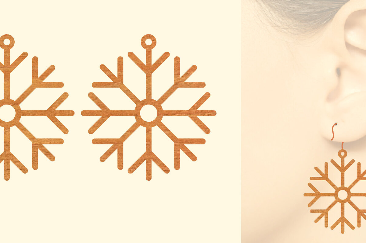 Σετ των 3 Intra απο ξύλο plywood  Χρώμα wenge 3mm-4mm πάχος - Χριστουγεννιάτικα Ξύλινα Σκουλαρίκια Δίασταση 3x3 cm INTRAFABR-117941410