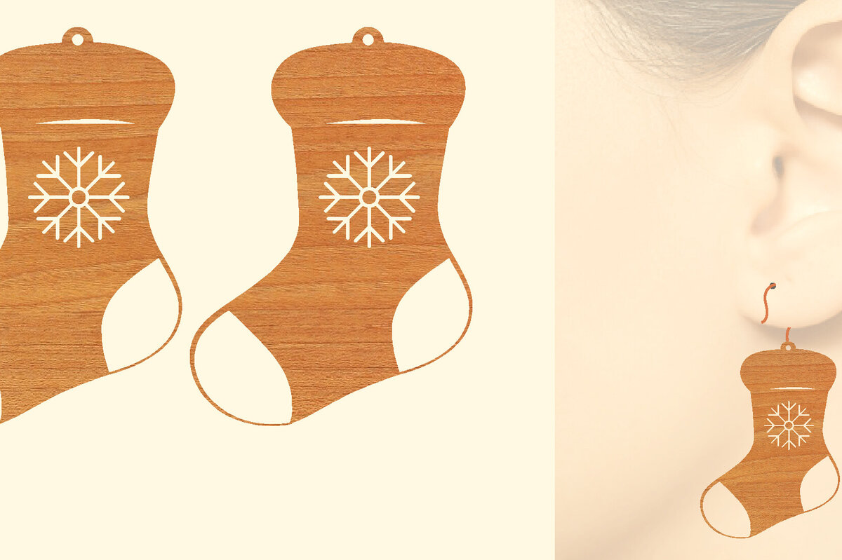 Σετ των 3 Intra απο ξύλο plywood  Χρώμα wenge 3mm-4mm πάχος - Χριστουγεννιάτικα Ξύλινα Σκουλαρίκια Δίασταση 3x3 cm INTRAFABR-115366133