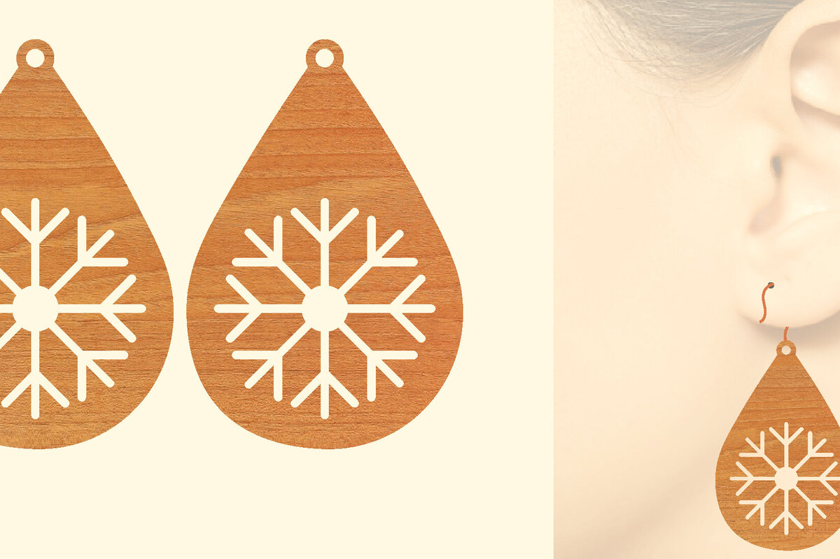 Σετ των 3 Intra απο ξύλο plywood  Χρώμα wenge 3mm-4mm πάχος - Χριστουγεννιάτικα Ξύλινα Σκουλαρίκια Δίασταση 3x3 cm INTRAFABR-115366190