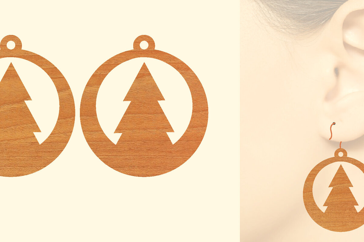 Σετ των 3 Intra απο ξύλο plywood  Χρώμα wenge 3mm-4mm πάχος - Χριστουγεννιάτικα Ξύλινα Σκουλαρίκια Δίασταση 3x3 cm INTRAFABR-115366235