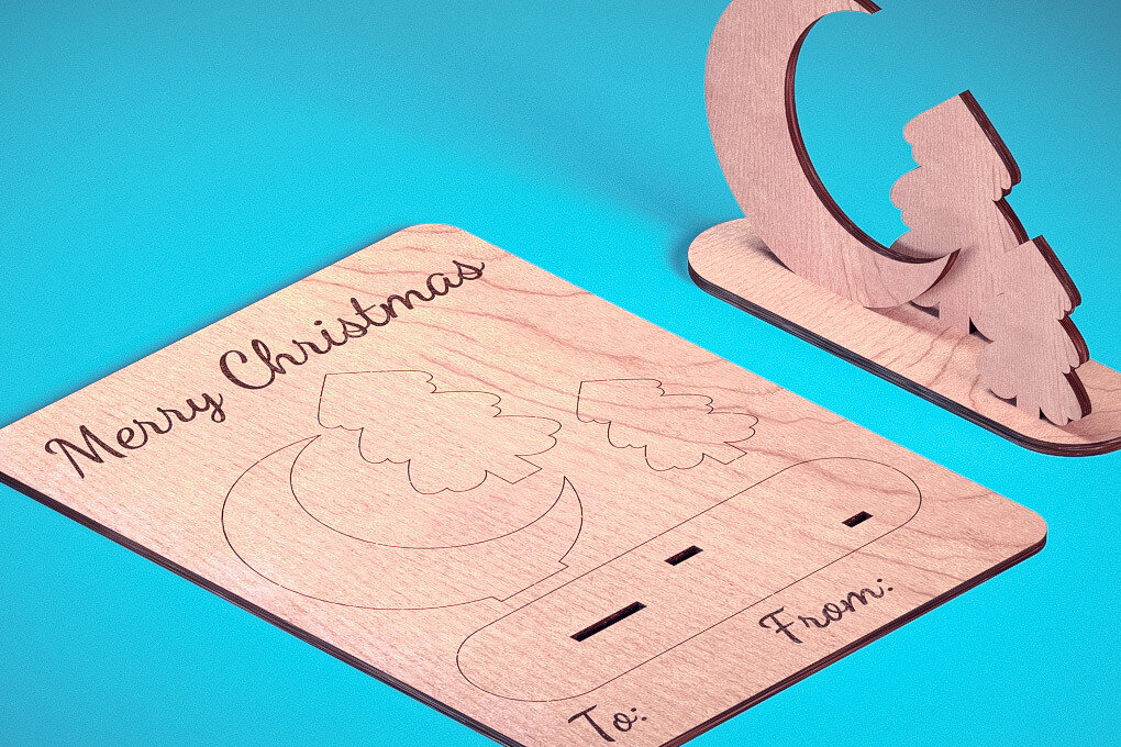 Σετ των 2 Intra απο ξύλο plywood  Χρώμα wenge 3mm-4mm πάχος - Χριστουγεννιάτικη Ξύλινη Κάρτα Δίασταση 15x15 cm INTRAFABR-98638035