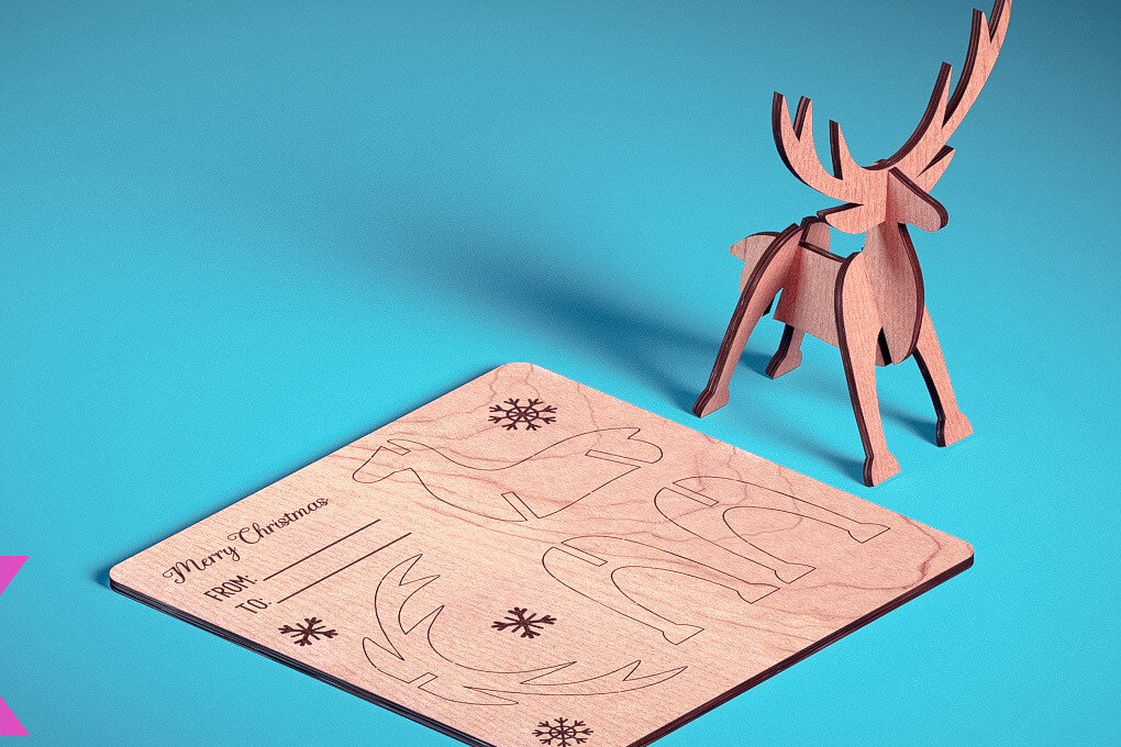 Σετ των 2 Intra απο ξύλο plywood  Χρώμα wenge 3mm-4mm πάχος - Χριστουγεννιάτικη Ξύλινη Κάρτα | Δίασταση 15x15 cm INTRAFABR-98638096