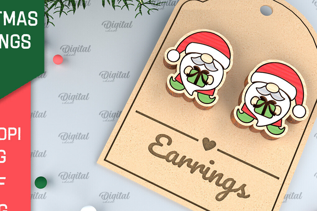 Σετ των 3 Intra απο ξύλο plywood  Χρώμα wenge 3mm-4mm πάχος - Χριστουγεννιάτικα ξύλινα σκουλαρίκια με λέιζερ Δίασταση 3x3 cm INTRAFABR-87203498