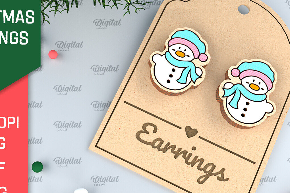 Σετ των 3 Intra απο ξύλο plywood  Χρώμα wenge 3mm-4mm πάχος - Χριστουγεννιάτικα ξύλινα σκουλαρίκια με λέιζερ Δίασταση 3x3 cm INTRAFABR-87203527