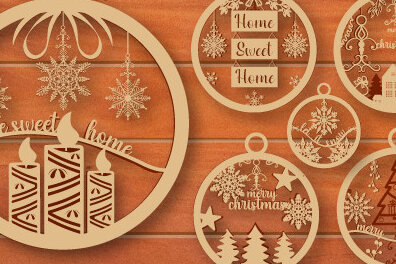 Σετ των 2 Intra απο ξύλο plywood  Χρώμα wenge 3mm-4mm πάχος - Χριστουγεννιάτικο Ξύλινο Στολίδι Πακέτο 778 Δίασταση 6x6 cm INTRAFABR-109882609