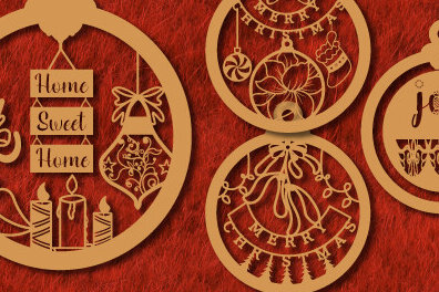 Σετ των 2 Intra απο ξύλο plywood  Χρώμα wenge 3mm-4mm πάχος - Χριστουγεννιάτικο Ξύλινο Στολίδι Bundle1102 Δίασταση 6x6 cm INTRAFABR-108111741