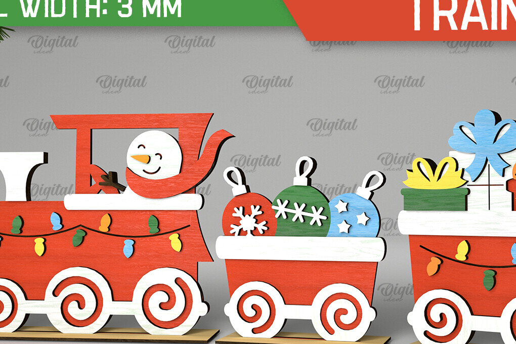 Intra απο ξύλο plywood  Χρώμα wenge 3mm-4mm πάχος - Χριστουγεννιάτικο ξύλινο τρένο με λέιζερ Δίασταση 15x15 cm INTRAFABR-35001780