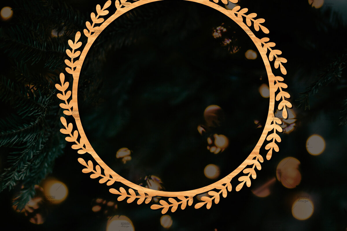 Intra απο ξύλο plywood  Χρώμα wenge 3mm-4mm πάχος - Χριστουγεννιάτικο στεφάνι τρισδιάστατο με λέιζερ Δίασταση 20x20 cm INTRAFABR-71452343