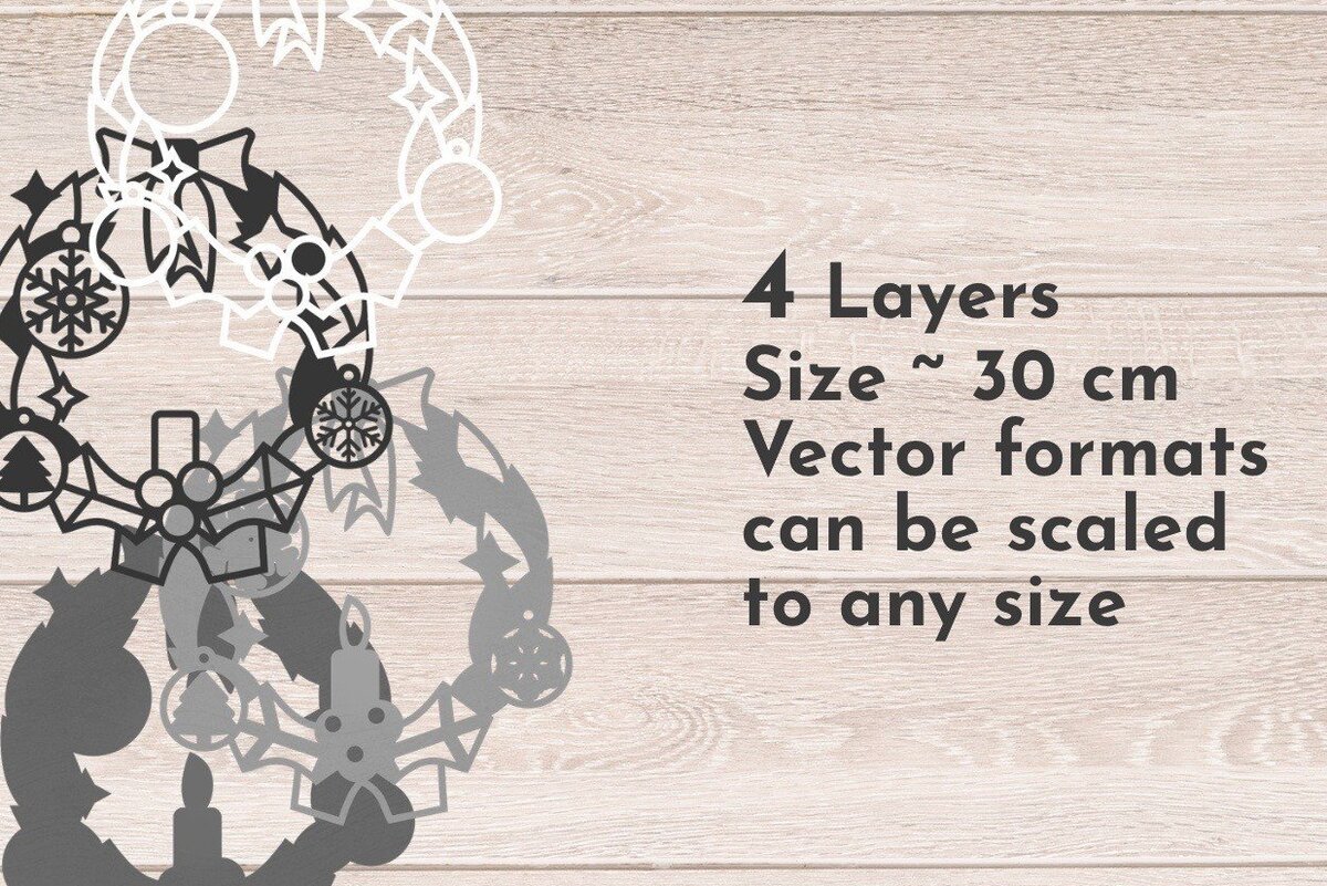 Σετ των 2 Intra απο ξύλο plywood  Χρώμα wenge 3mm-4mm πάχος - Χριστουγεννιάτικο στεφάνι 3D, Στολίδι Μάνταλα Δίασταση 6x6 cm INTRAFABR-52453928