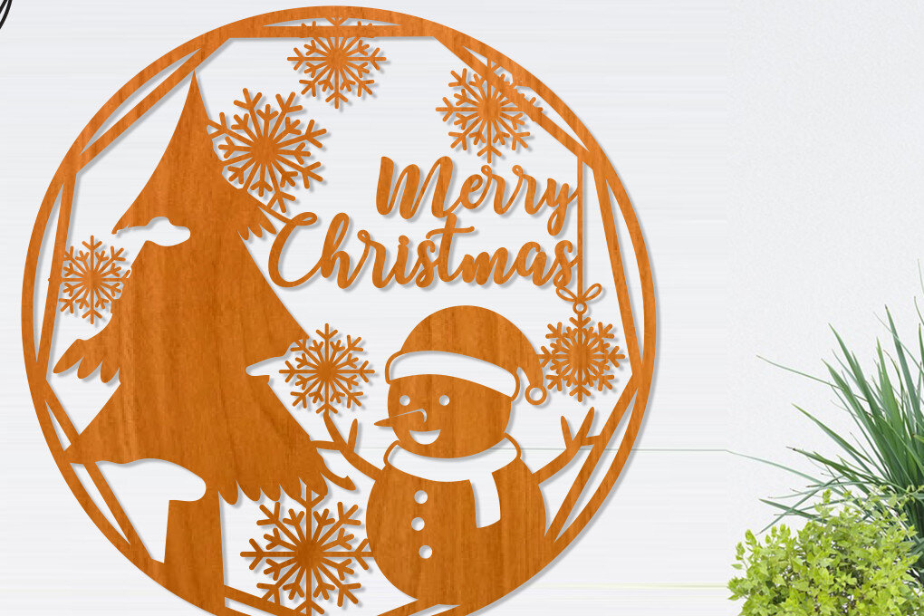 Intra απο ξύλο plywood  Χρώμα wenge 3mm-4mm πάχος - Χριστουγεννιάτικο στεφάνι 9 Δίασταση 30x20 cm INTRAFABR-52454154