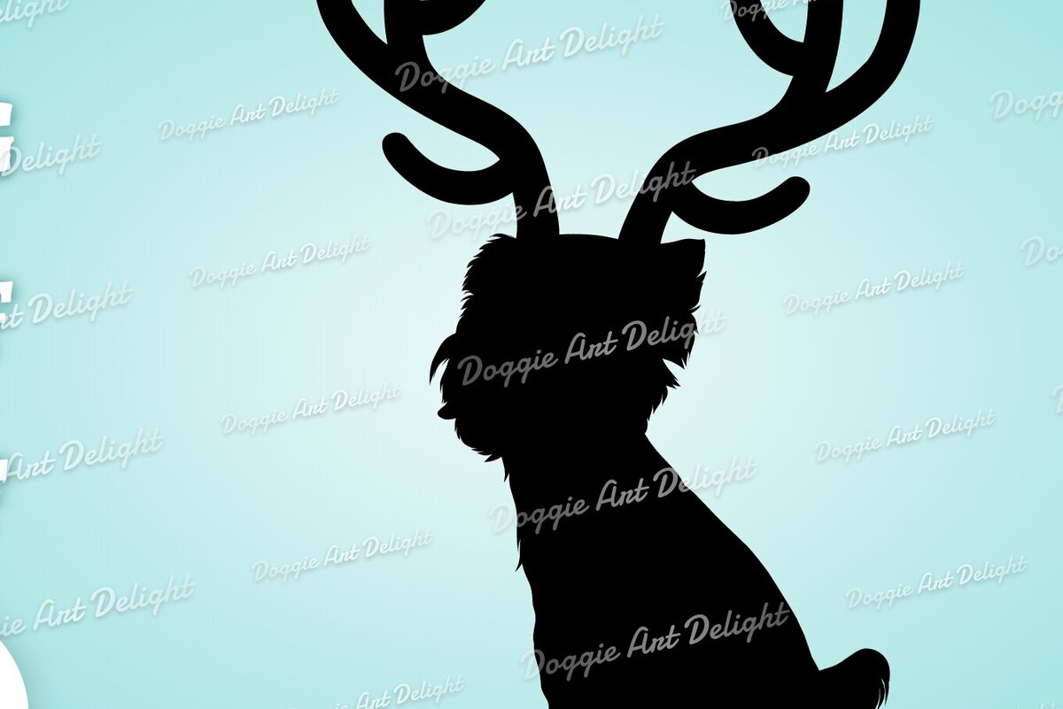 Σετ των 2 Intra απο ξύλο plywood  Χρώμα wenge 3mm-4mm πάχος - Christmas Yorkie Dog Reindeer Png Δίασταση 15x15 cm INTRAFABR-52455730