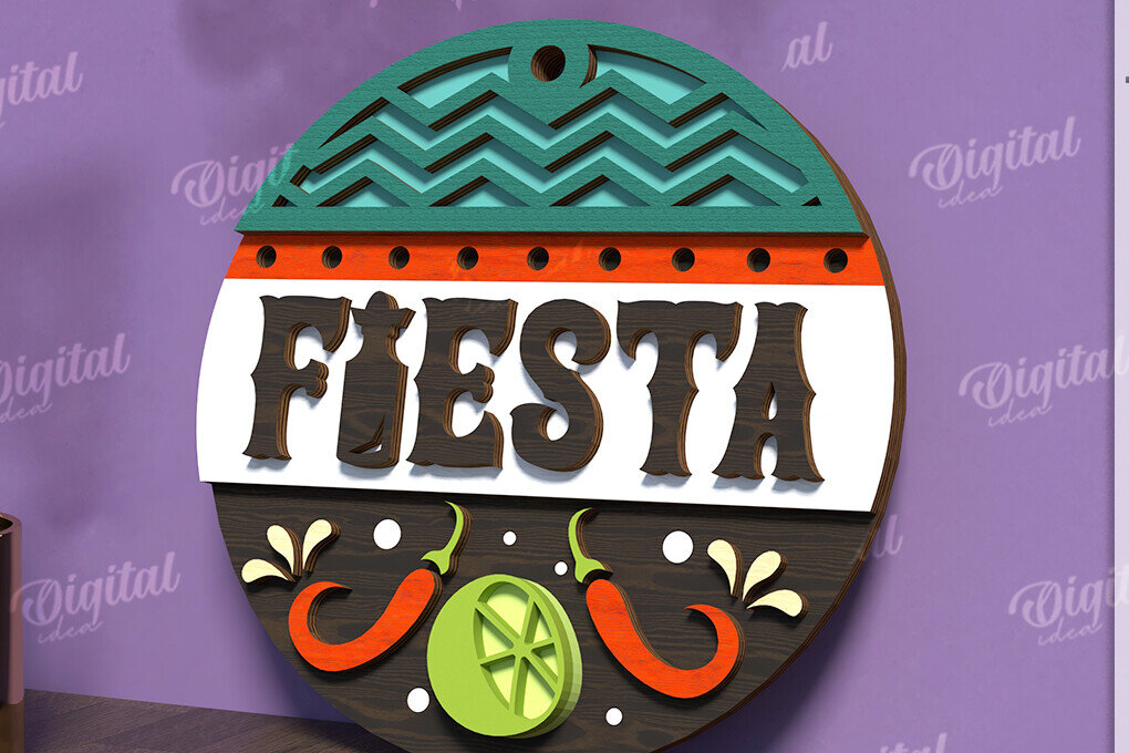 Intra απο ξύλο plywood  Χρώμα wenge 3mm-4mm πάχος - Cinco De Mayo Στρογγυλή πινακίδα κοπής με λέιζερ Δίασταση 30x20 cm INTRAFABR-119532640