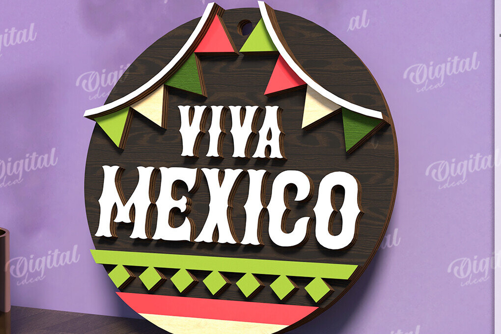 Intra απο ξύλο plywood  Χρώμα wenge 3mm-4mm πάχος - Cinco De Mayo Στρογγυλή πινακίδα κοπής με λέιζερ Δίασταση 30x20 cm INTRAFABR-59793539