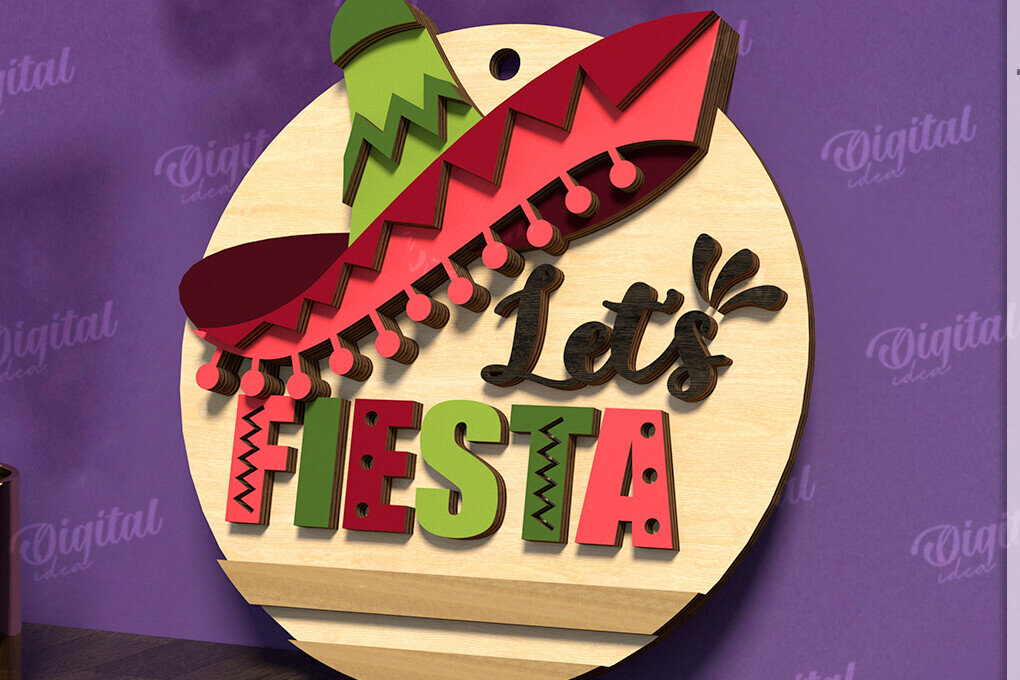 Intra απο ξύλο plywood  Χρώμα wenge 3mm-4mm πάχος - Cinco De Mayo Στρογγυλή πινακίδα κοπής με λέιζερ Δίασταση 30x20 cm INTRAFABR-14027232