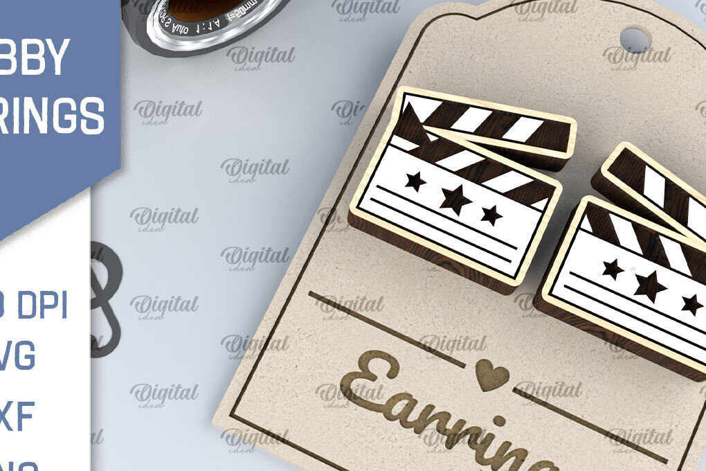 Σετ των 3 Intra απο ξύλο plywood  Χρώμα wenge 3mm-4mm πάχος - Κινηματογραφικά σκουλαρίκια με λέιζερ Δίασταση 3x3 cm INTRAFABR-59087939