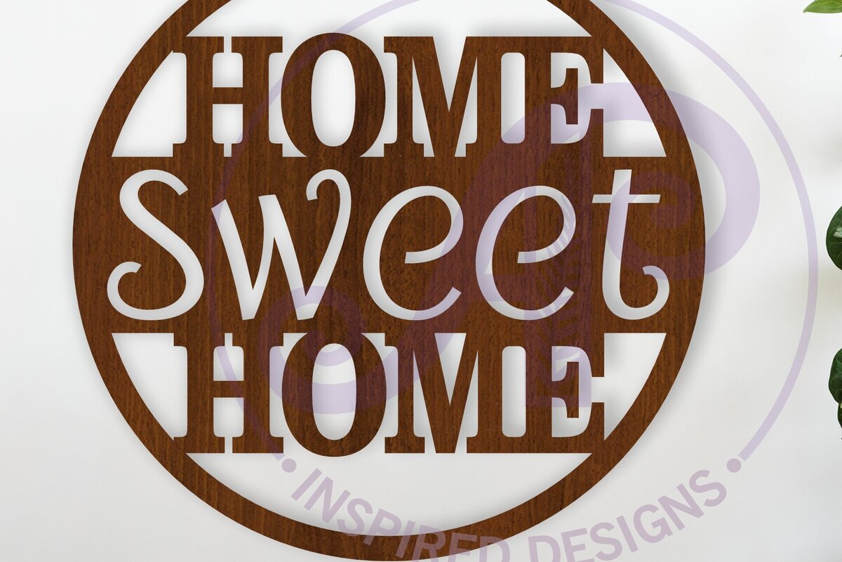 Intra απο ξύλο plywood  Χρώμα wenge 3mm-4mm πάχος - Κύκλος Σπίτι Γλυκό Σπίτι Τέχνης τοίχου Δίασταση 40x50 cm INTRAFABR-56279854