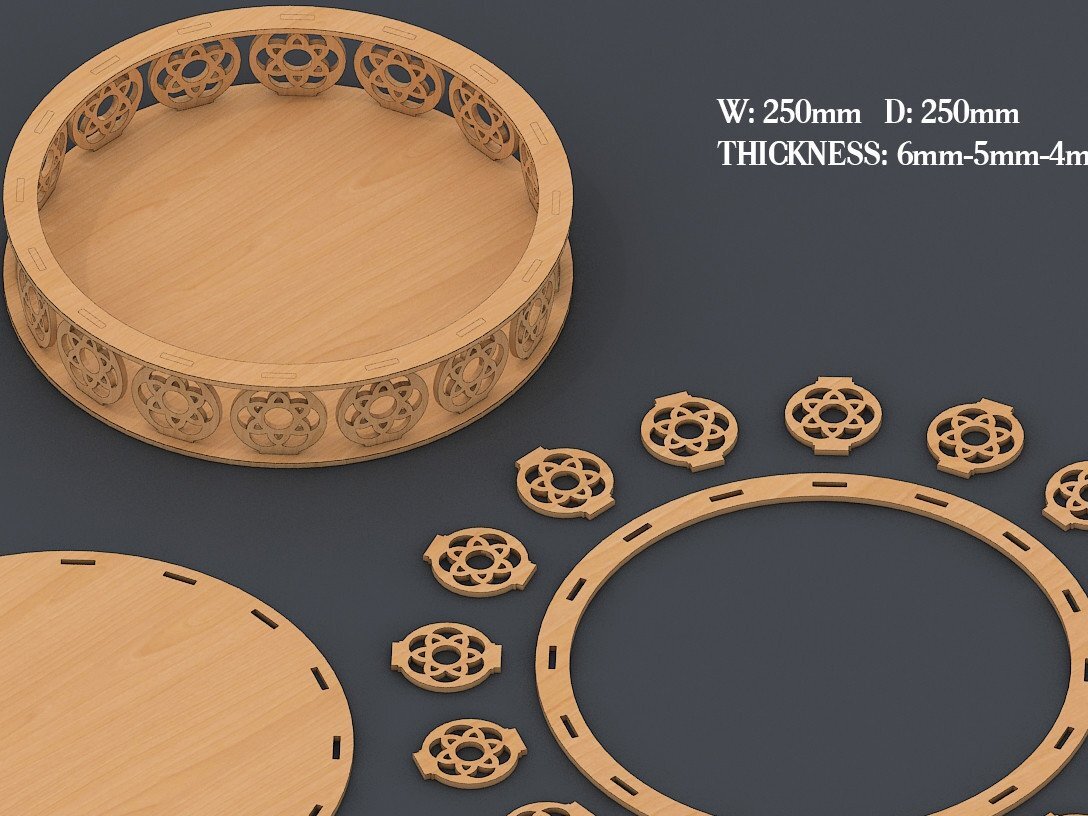 Intra απο ξύλο plywood  Χρώμα wenge 3mm-4mm πάχος - Σχέδια κοπής με λέιζερ διάνυσμα κυκλικού δίσκου Δίασταση 30x20 cm INTRAFABR-96841260