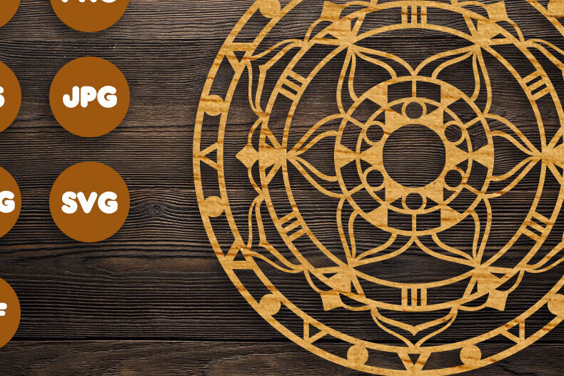 Intra απο ξύλο plywood  Χρώμα wenge 3mm-4mm πάχος - Κυκλικά αρχεία Mandala για Cricut Δίασταση 30x30 cm INTRAFABR-26397352