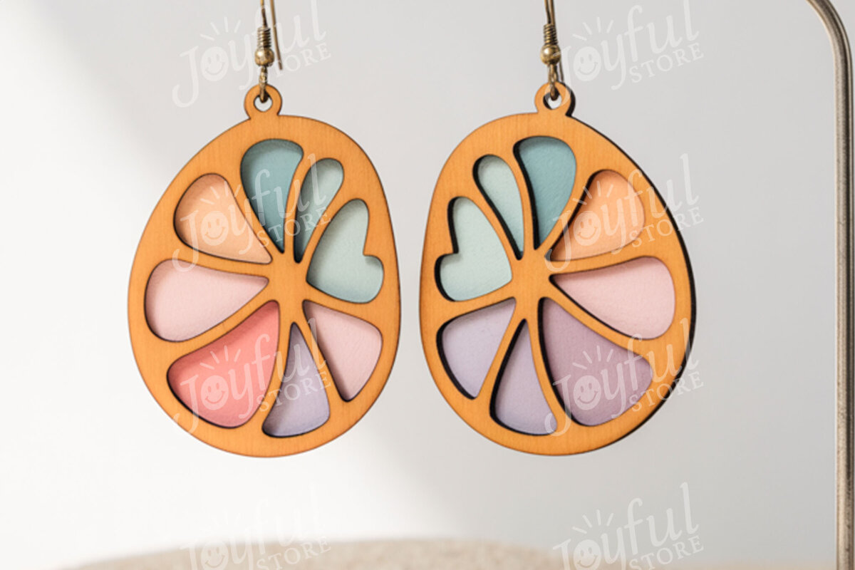 Σετ των 3 Intra απο ξύλο plywood  Χρώμα wenge 3mm-4mm πάχος - Σκουλαρίκια Citrus Slice Δίασταση 3x3 cm INTRAFABR-75243429