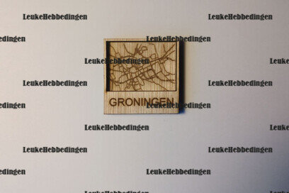 Intra απο ξύλο plywood  Χρώμα wenge 3mm-4mm πάχος - Χάρτης πόλης Groningen Κάτοψη για λέιζερ Δίασταση 30x30 cm INTRAFABR-97299636