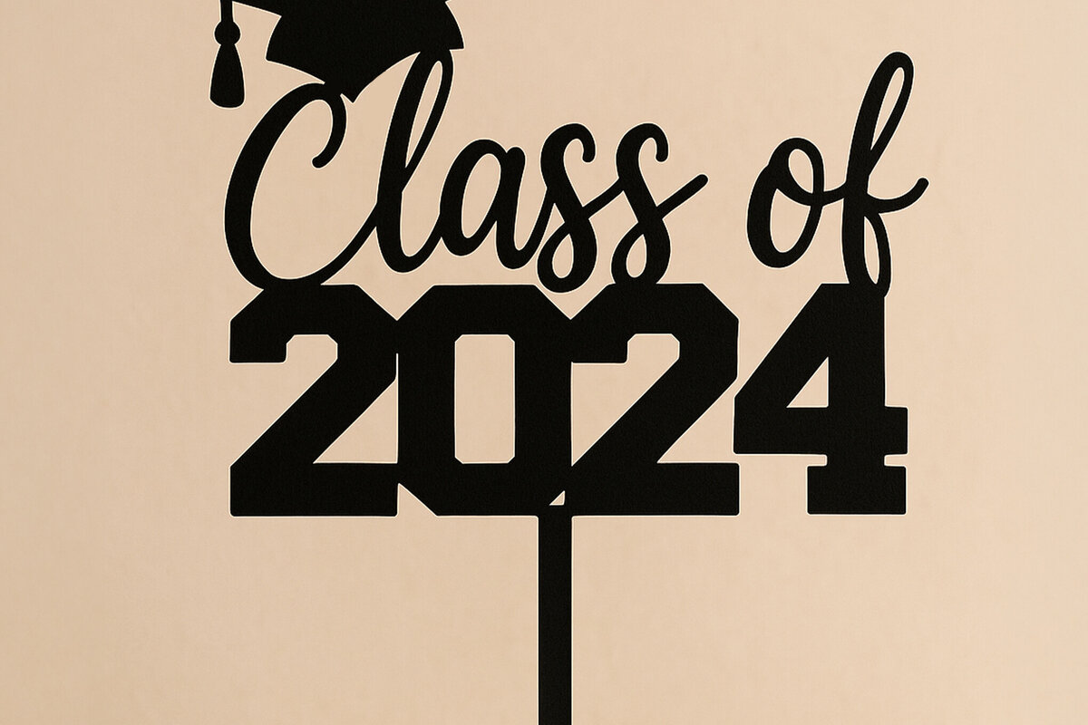 Σετ των 2 Intra απο ξύλο plywood  Χρώμα wenge 3mm-4mm πάχος - Τάξη 2025 Graduation Cake Topper Δίασταση 4x4 cm INTRAFABR-26396070