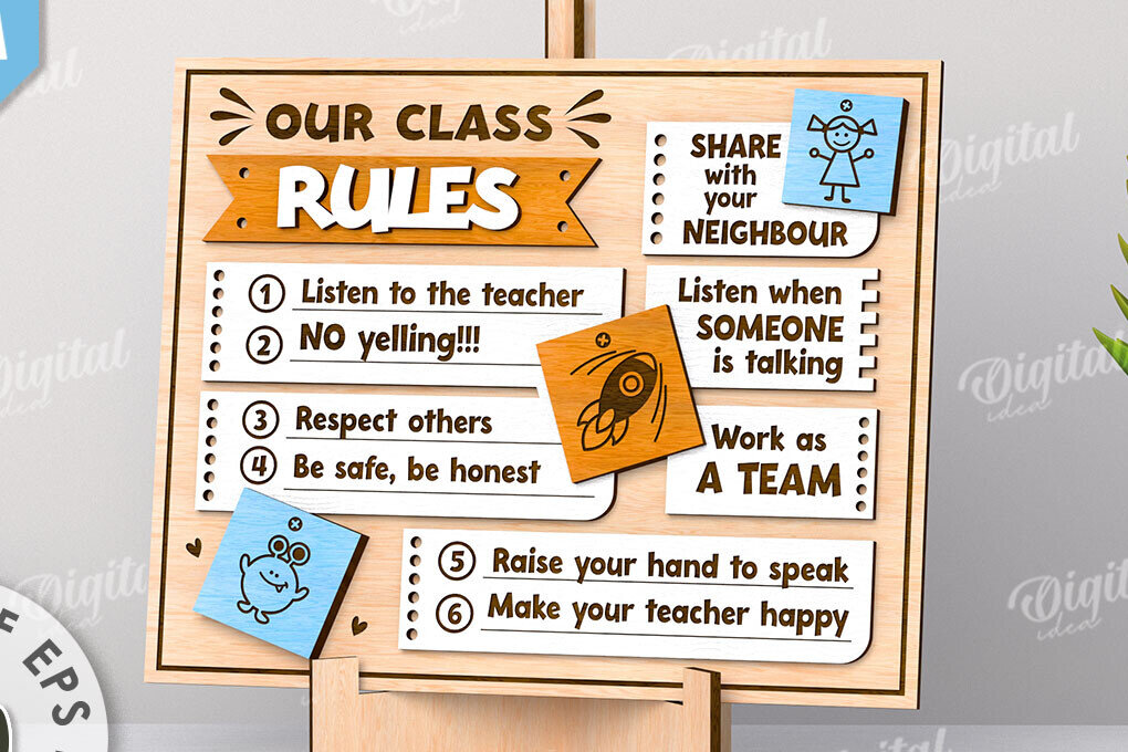 Intra απο ξύλο plywood  Χρώμα wenge 3mm-4mm πάχος - Κανόνες τάξης LaserCut. Πλακέτα αστείων κανόνων Δίασταση 30x20 cm INTRAFABR-57961535