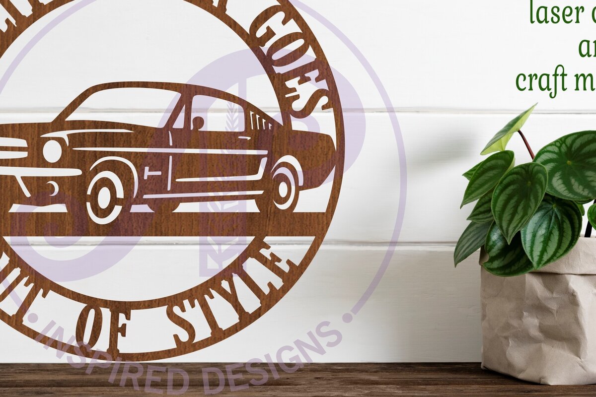 Intra απο ξύλο plywood  Χρώμα wenge 3mm-4mm πάχος - Επιτοίχια επιγραφή Classic Car Version 2, Δίασταση 40x50 cm INTRAFABR-26395015