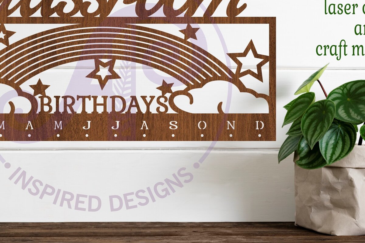 Intra απο ξύλο plywood  Χρώμα wenge 3mm-4mm πάχος - Μηνιαίο πρόγραμμα γενεθλίων Classroom Rainbow Δίασταση 40x50 cm INTRAFABR-82007028