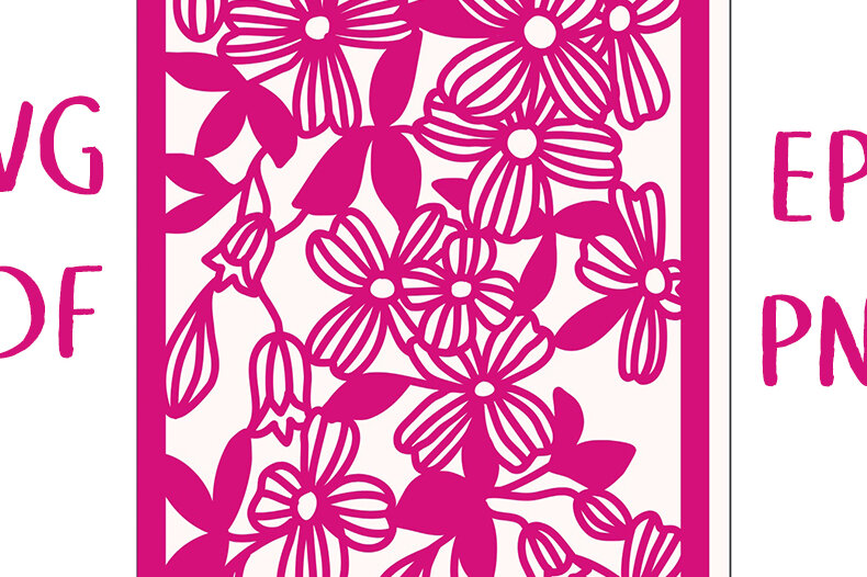 Σετ των 2 Intra απο ξύλο plywood  Χρώμα wenge 3mm-4mm πάχος - Ευχετήρια κάρτα Clematis Floral Δίασταση 7x5 cm INTRAFABR-97733022