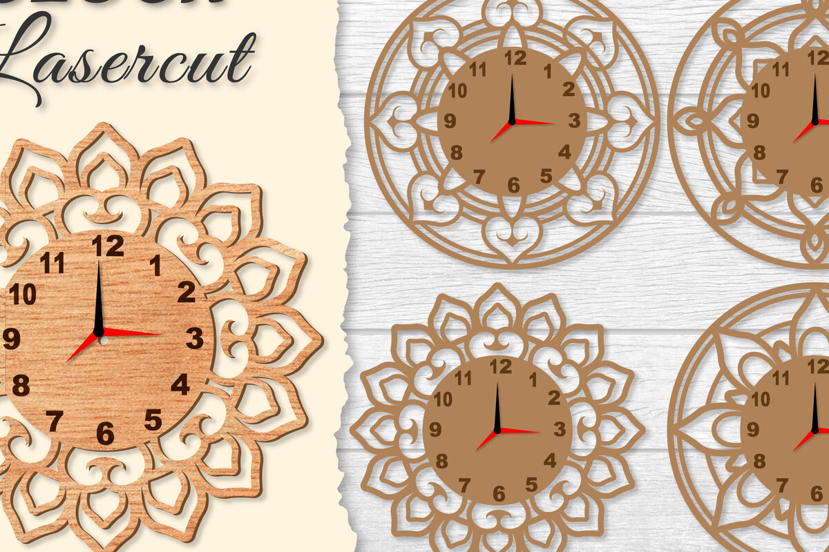 Intra απο ξύλο plywood  Χρώμα wenge 3mm-4mm πάχος - Ρολόι Mandala Lasercut BNDLES Δίασταση 30x30 cm INTRAFABR-69823044