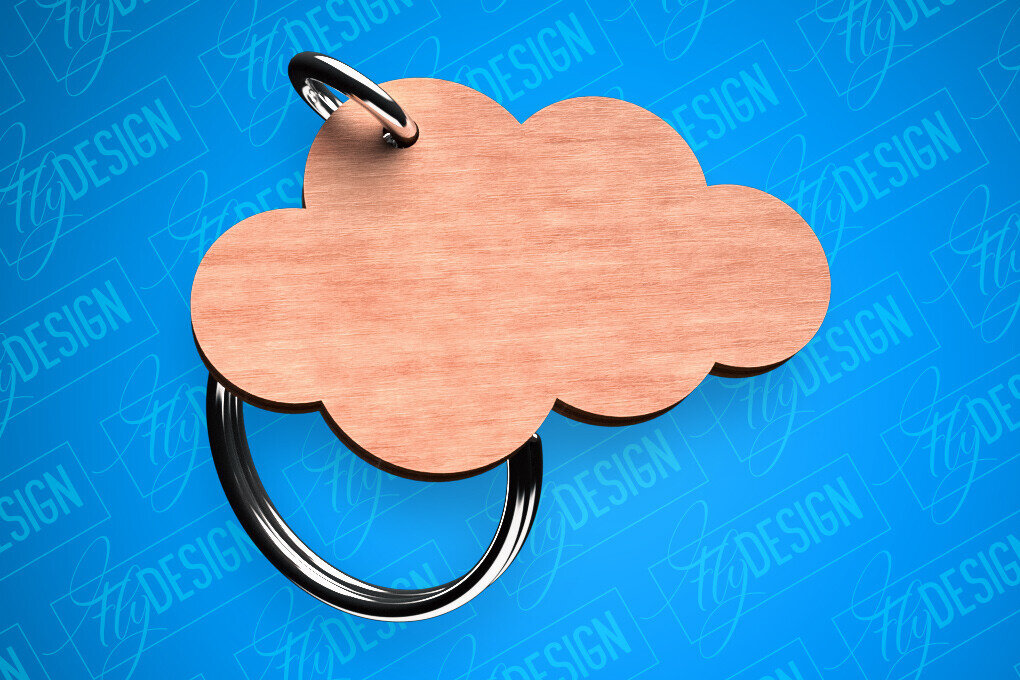 Σετ των 2 Intra απο ξύλο plywood  Χρώμα wenge 3mm-4mm πάχος - Cloud Keychain Shapes Δίασταση 4x4 cm INTRAFABR-107013275