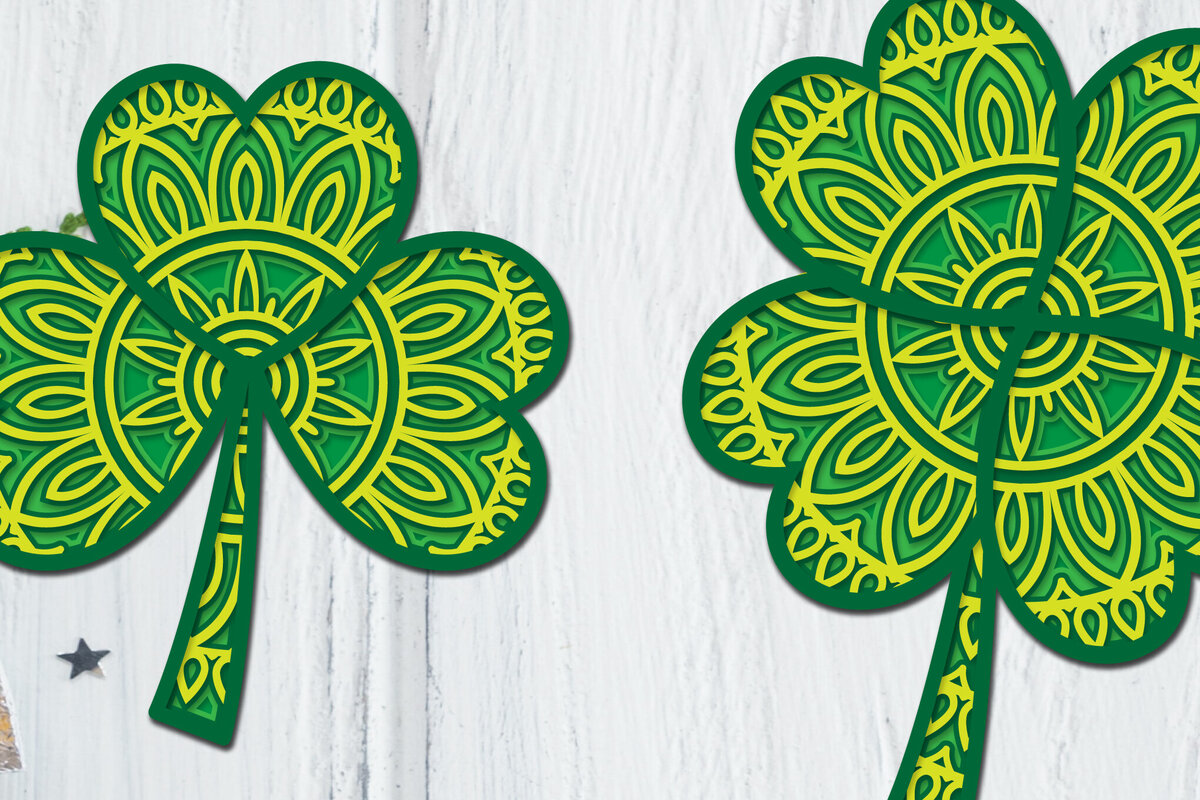 Intra απο ξύλο plywood  Χρώμα wenge 3mm-4mm πάχος - Clover Mandala 3D Layered Papercut Δίασταση 30x30 cm INTRAFABR-97656939