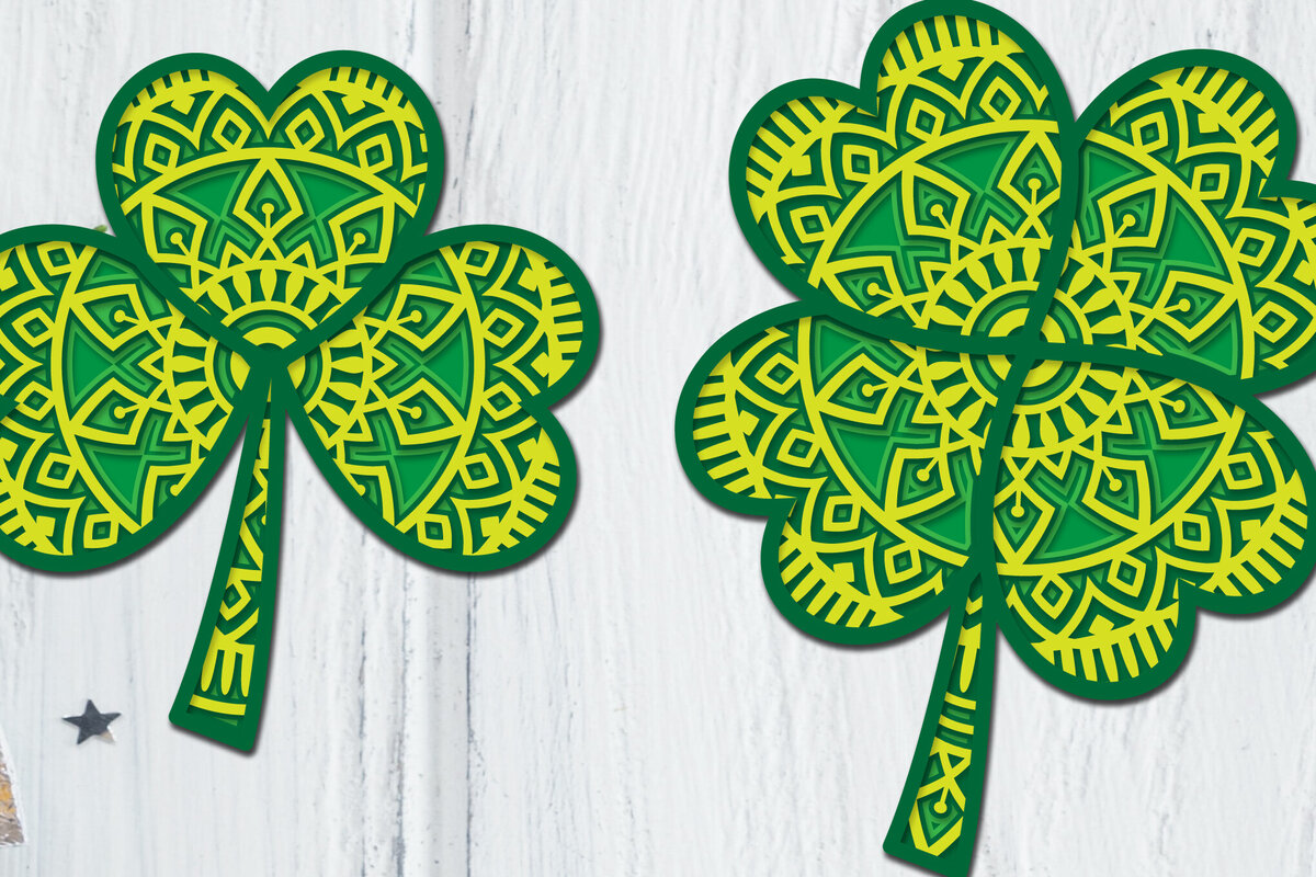 Intra απο ξύλο plywood  Χρώμα wenge 3mm-4mm πάχος - Clover Mandala 3D Layered Papercut Δίασταση 30x30 cm INTRAFABR-104459105