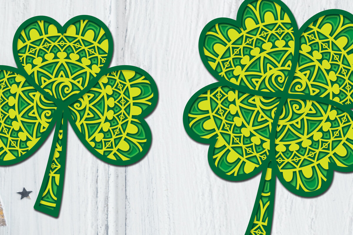 Intra απο ξύλο plywood  Χρώμα wenge 3mm-4mm πάχος - Clover Mandala 3D Layered Papercut Δίασταση 30x30 cm INTRAFABR-59087912