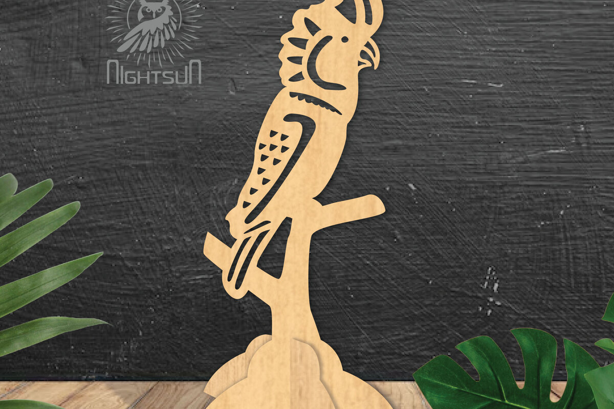 Σετ των 2 Intra απο ξύλο plywood  Χρώμα wenge 3mm-4mm πάχος - Cockatoo Bird Διακόσμηση σπιτιού 1 Δίασταση 20x20 cm INTRAFABR-105362539