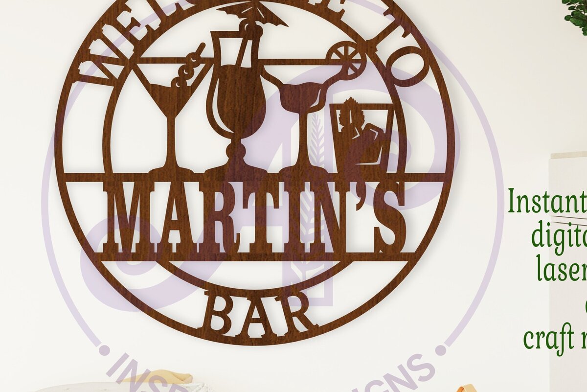 Intra απο ξύλο plywood  Χρώμα wenge 3mm-4mm πάχος - Κοκτέιλ μπαρ Επιτοίχια πινακίδα Δίασταση 30x20 cm INTRAFABR-114246041