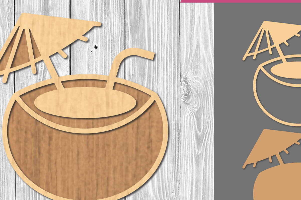 Intra απο ξύλο plywood  Χρώμα wenge 3mm-4mm πάχος - Coconut Drink Cocktail Drink Δίασταση 20x20 cm INTRAFABR-121598547