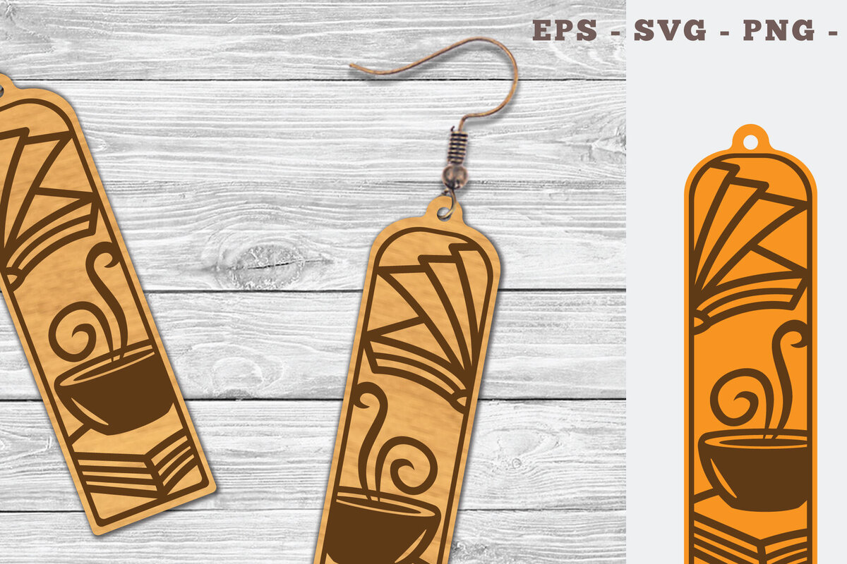 Σετ των 3 Intra απο ξύλο plywood  Χρώμα wenge 3mm-4mm πάχος - Σκουλαρίκια με λέιζερ για καφέ και βιβλίο 1 Δίασταση 3x3 cm INTRAFABR-121598539