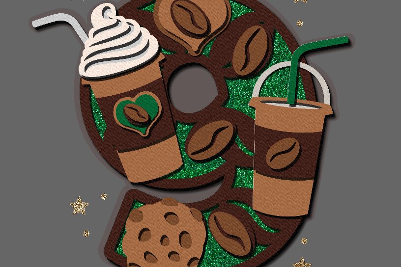 Intra απο ξύλο plywood  Χρώμα wenge 3mm-4mm πάχος - Αριθμοί καφέ και μπισκότων Δίασταση 20x20 cm INTRAFABR-114246051