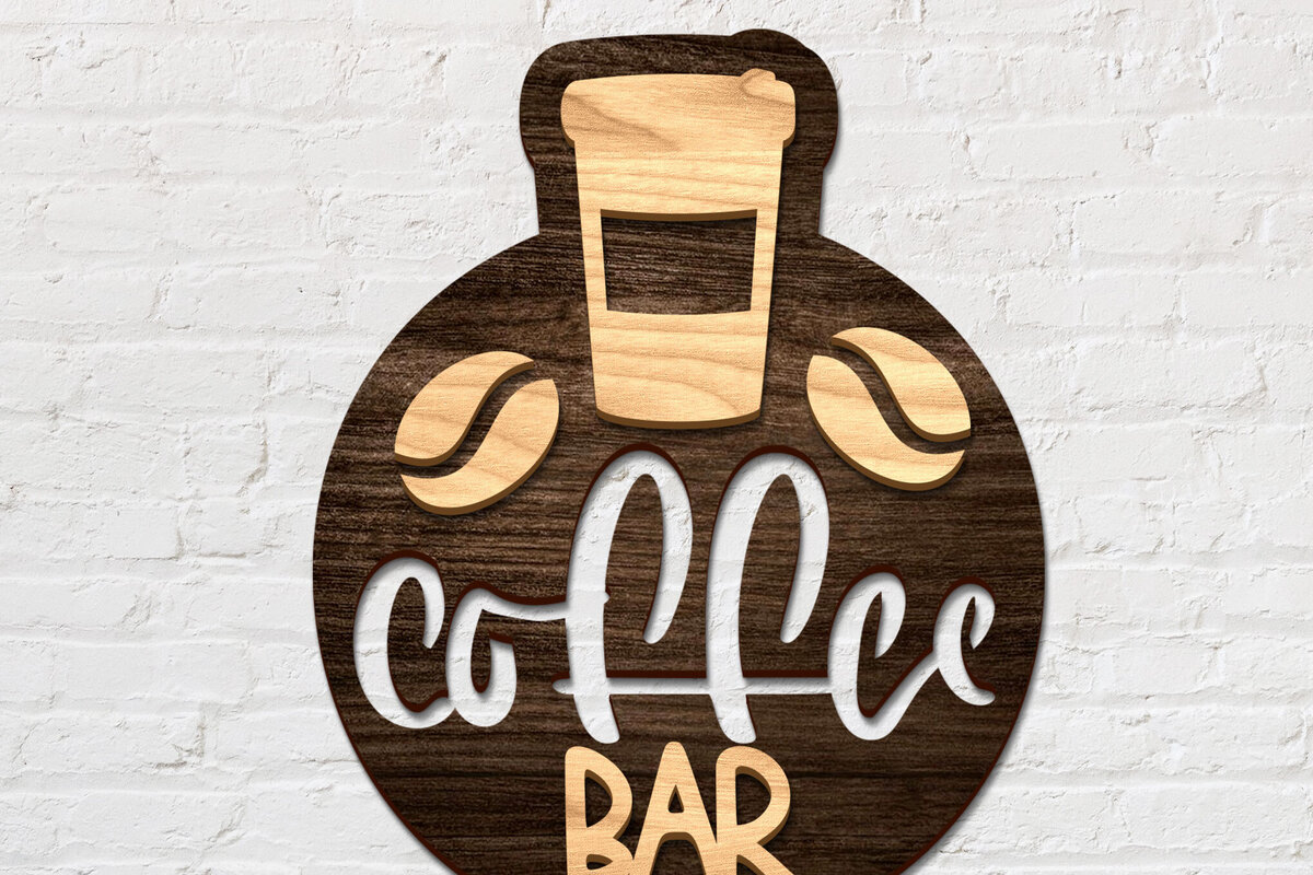 Intra απο ξύλο plywood  Χρώμα wenge 3mm-4mm πάχος - Διακόσμηση πινακίδας καφέ μπαρ LaserCut Δίασταση 30x20 cm INTRAFABR-64752990