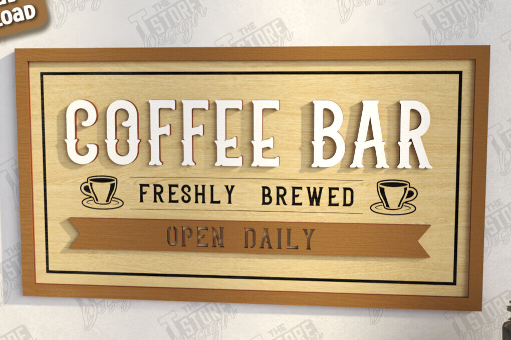 Intra απο ξύλο plywood  Χρώμα wenge 3mm-4mm πάχος - Coffee Bar Sign | Καφενείο Δίασταση 30x20 cm INTRAFABR-32746441