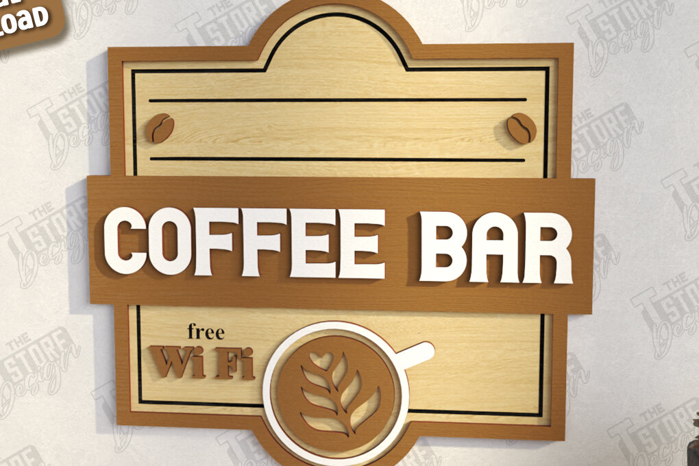 Intra απο ξύλο plywood  Χρώμα wenge 3mm-4mm πάχος - Coffee Bar Sign | Καφενείο Δίασταση 30x20 cm INTRAFABR-33743120