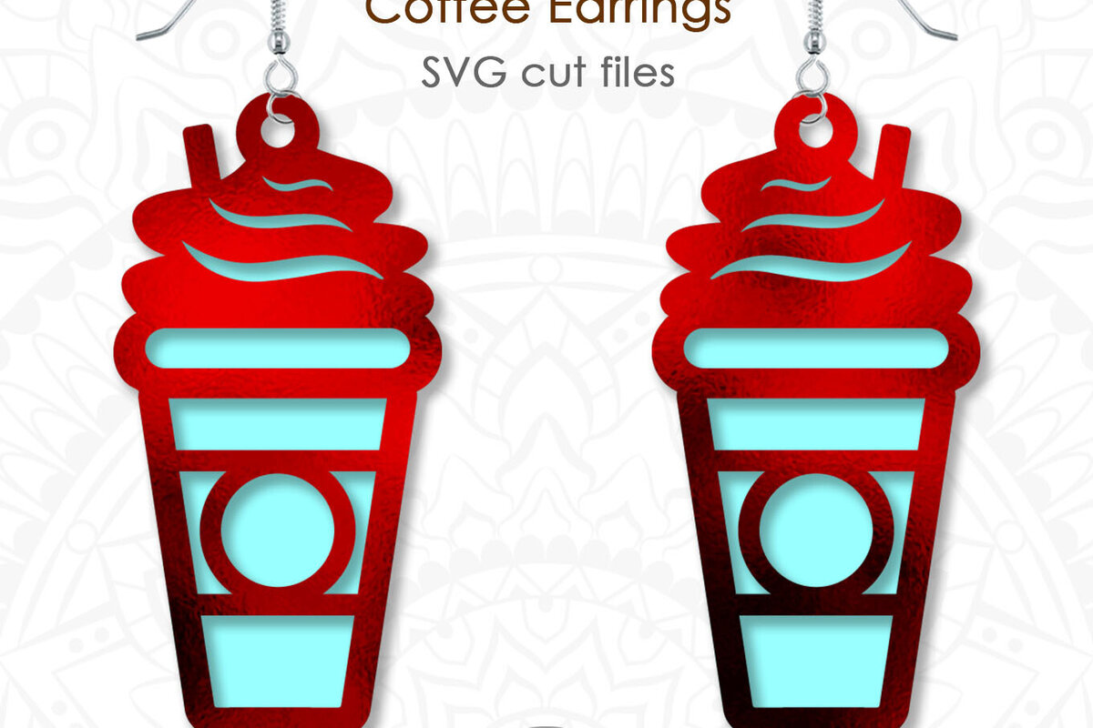 Σετ των 3 Intra απο ξύλο plywood  Χρώμα wenge 3mm-4mm πάχος - Coffee Earrings Cut File, Coffee Cup Δίασταση 3x3 cm INTRAFABR-99555283