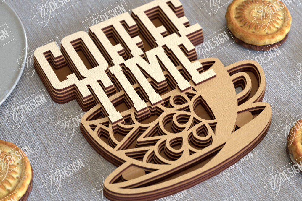 Intra απο ξύλο plywood  Χρώμα wenge 3mm-4mm πάχος - Καφέ Mandala | 3D πρότυπο |Φλιτζάνι καφέ Δίασταση 30x30 cm INTRAFABR-91655769