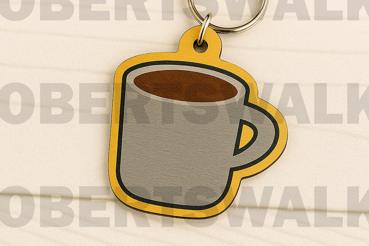 Σετ των 2 Intra απο ξύλο plywood  Χρώμα wenge 3mm-4mm πάχος - Μπρελόκ Κούπα Καφέ Δίασταση 4x4 cm INTRAFABR-114621287